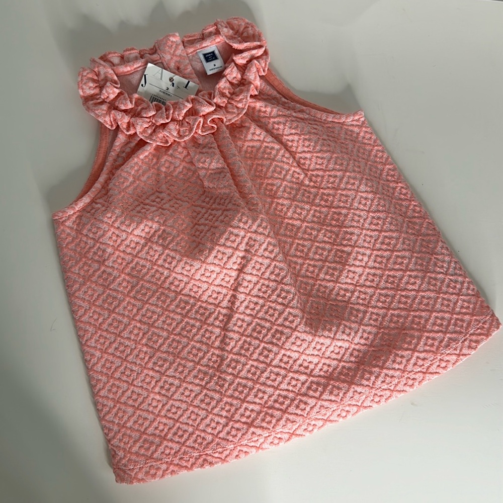 Janie & Jack Jacquard Resort 2 Sleeveless Ruffle Collar Top 3